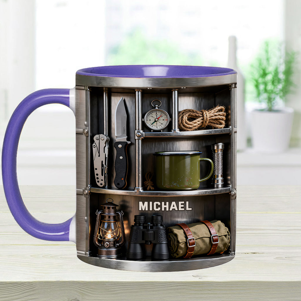 J'adore le camping - Mug et sous-verre personnalisés sur le thème du camping