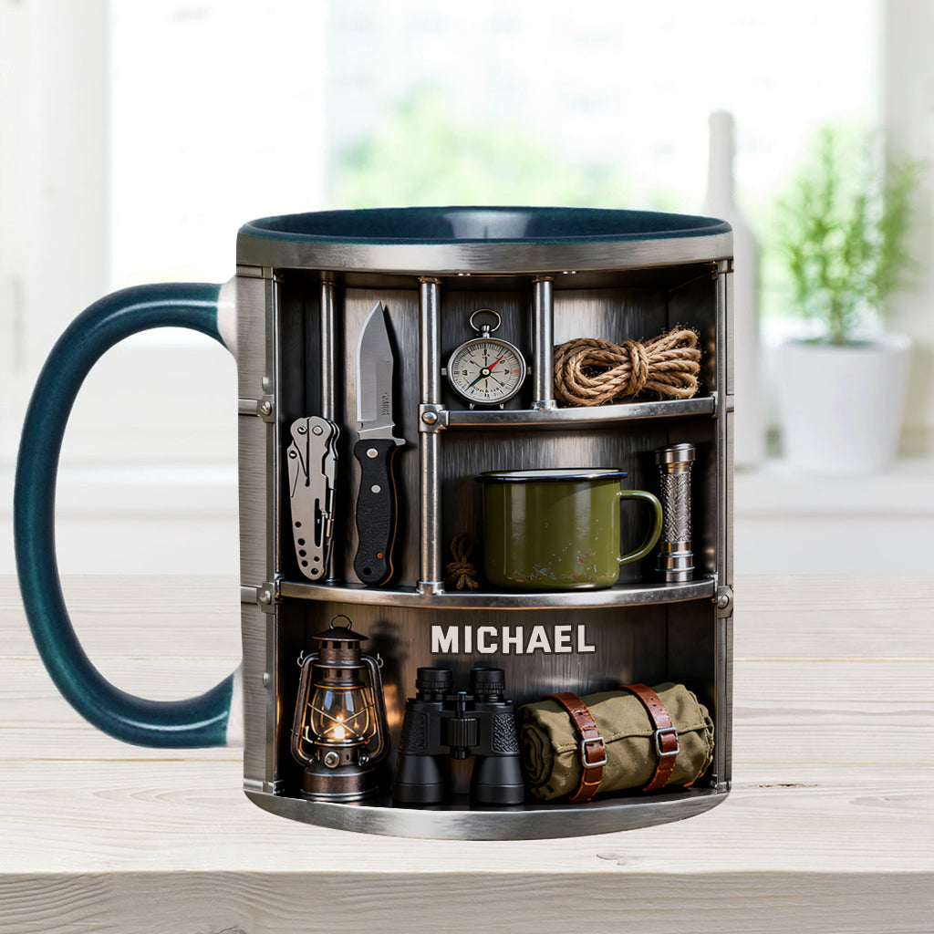 J'adore le camping - Mug et sous-verre personnalisés sur le thème du camping