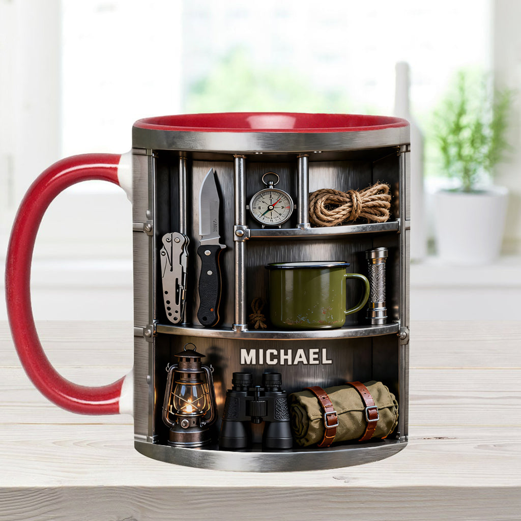 J'adore le camping - Mug et sous-verre personnalisés sur le thème du camping