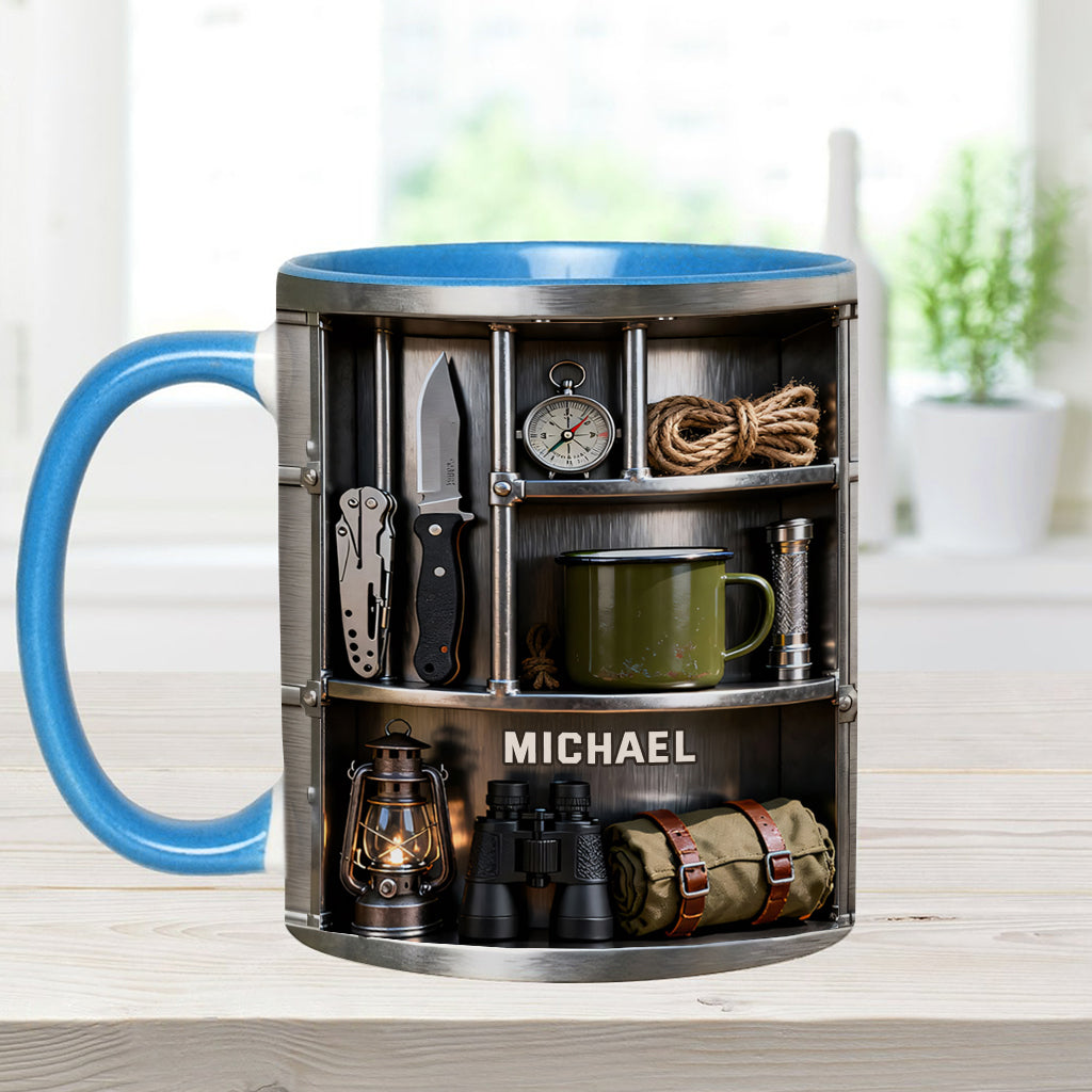 J'adore le camping - Mug et sous-verre personnalisés sur le thème du camping