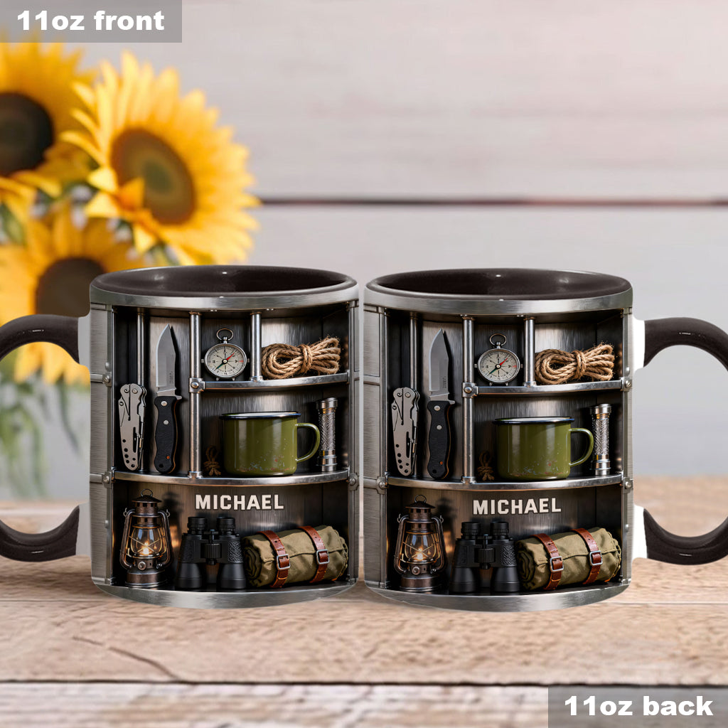J'adore le camping - Mug et sous-verre personnalisés sur le thème du camping