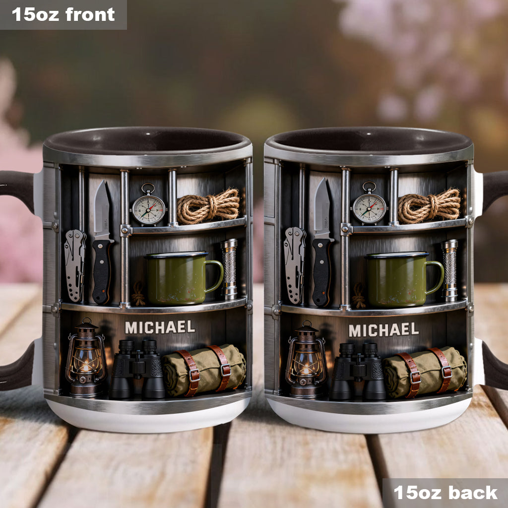 J'adore le camping - Mug et sous-verre personnalisés sur le thème du camping