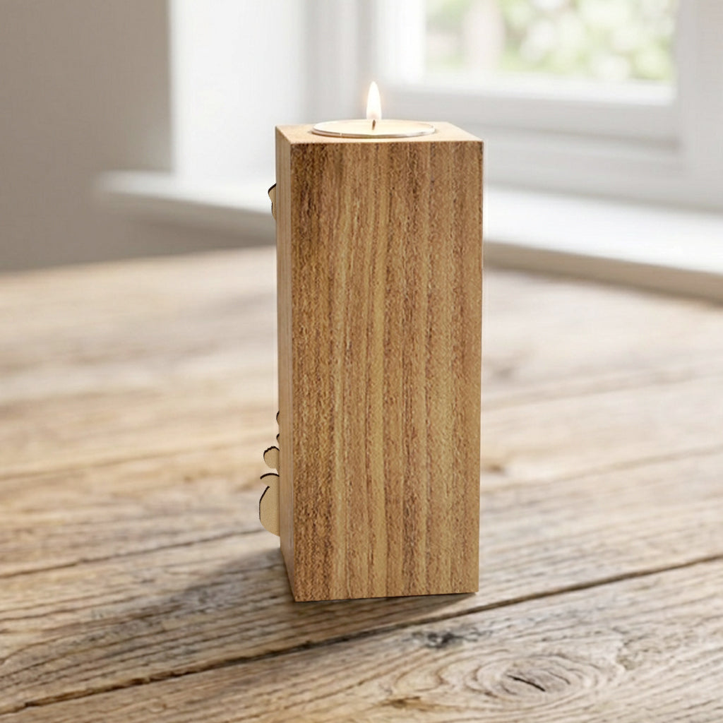 Personnalisez votre Photo et Fleurs - Support de Bougie en Bois Personnalisé