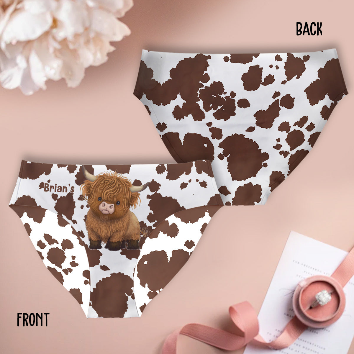 Cute Cows - Personalized Highland Cow Women Briefs & Men Boxer Briefs