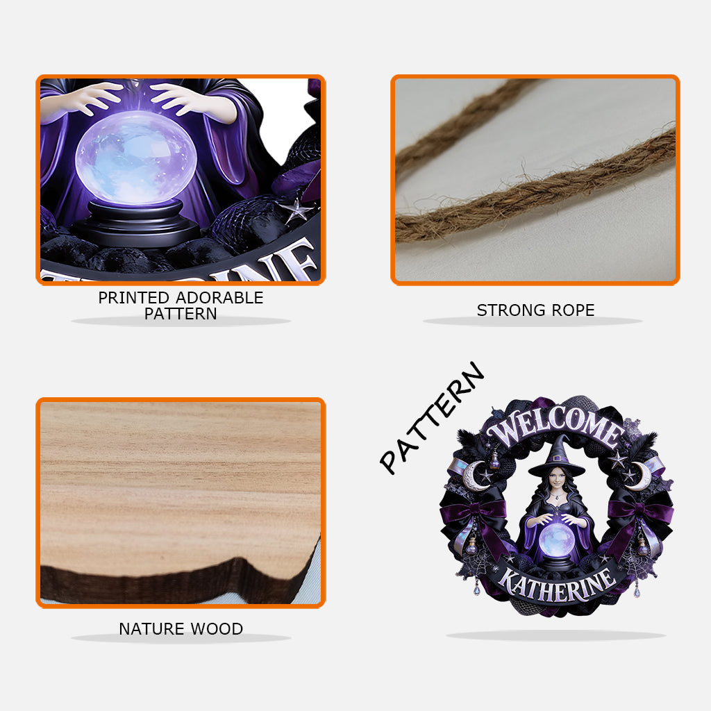 Toute photo est la bienvenue, sorcières ! Panneau en bois personnalisé en forme de sorcière.