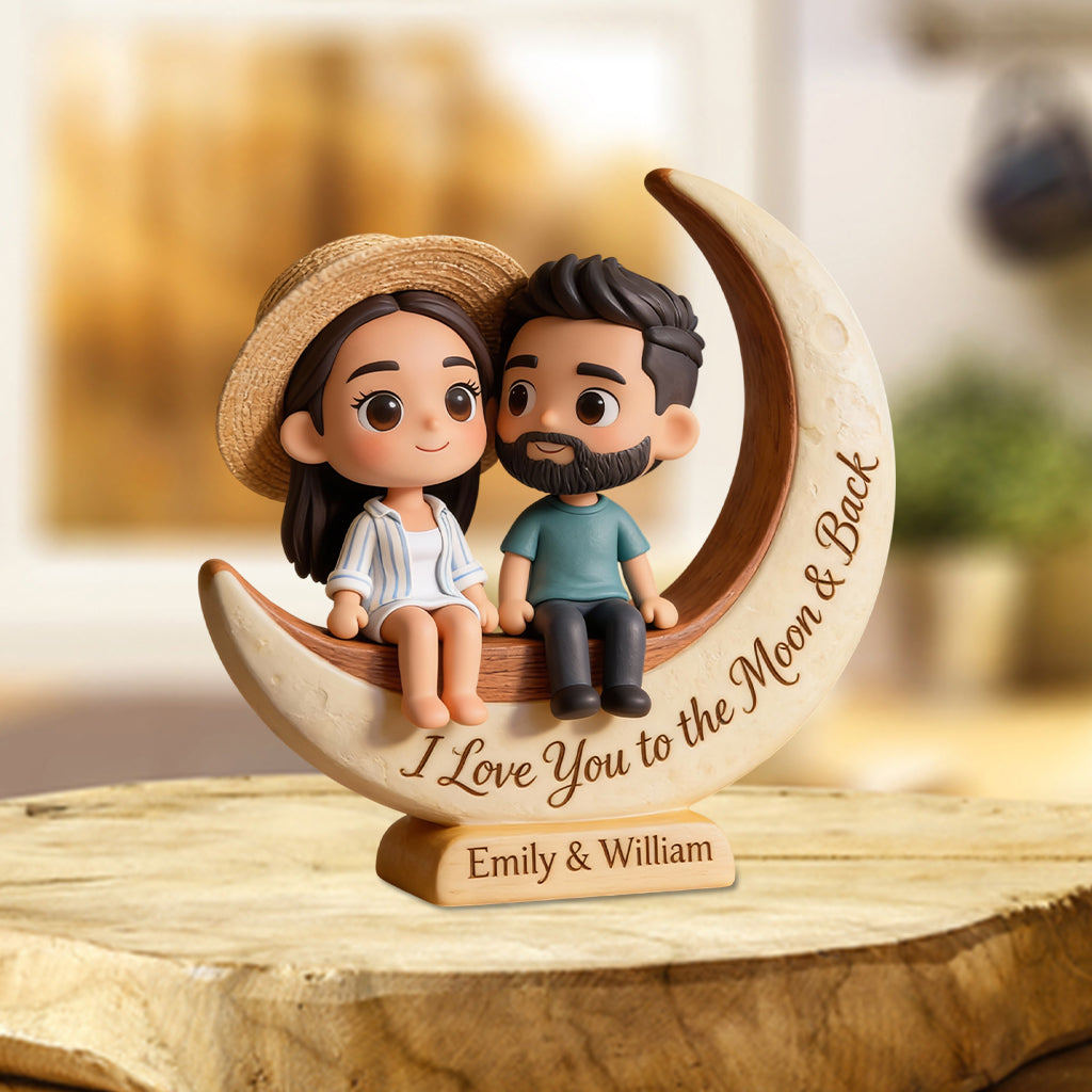 Je t'aime jusqu'à la lune et retour - Plaque acrylique personnalisée pour couple.