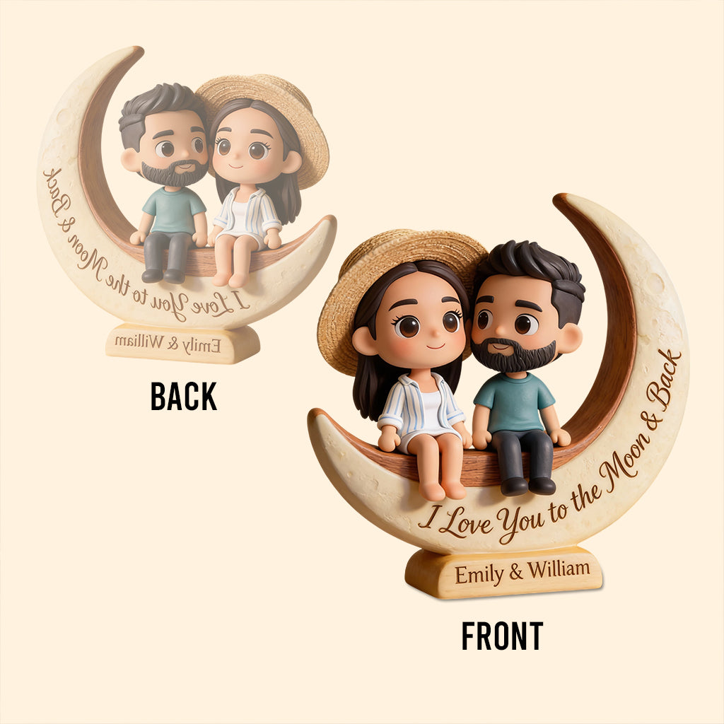 Je t'aime jusqu'à la lune et retour - Plaque acrylique personnalisée pour couple.