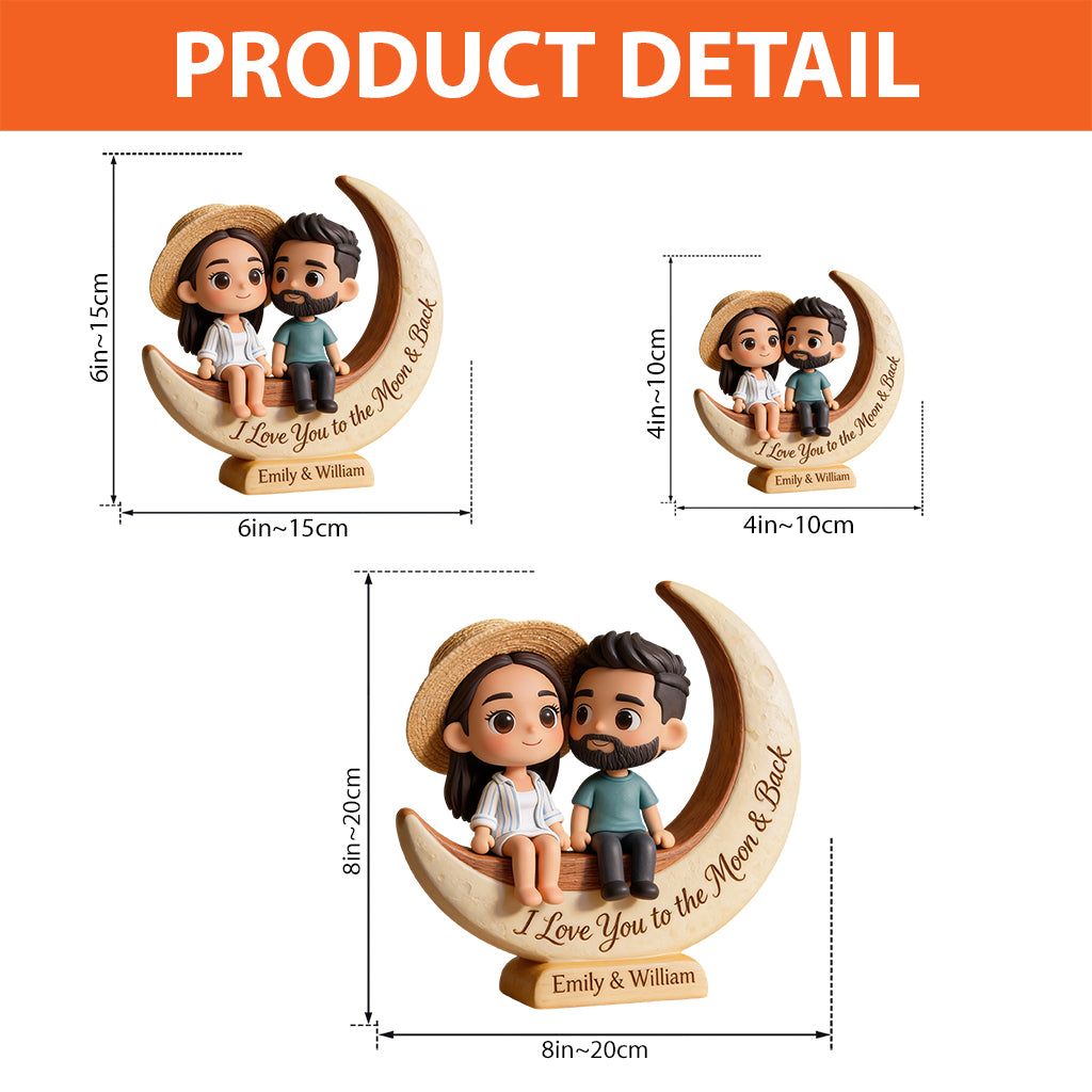 Je t'aime jusqu'à la lune et retour - Plaque acrylique personnalisée pour couple.