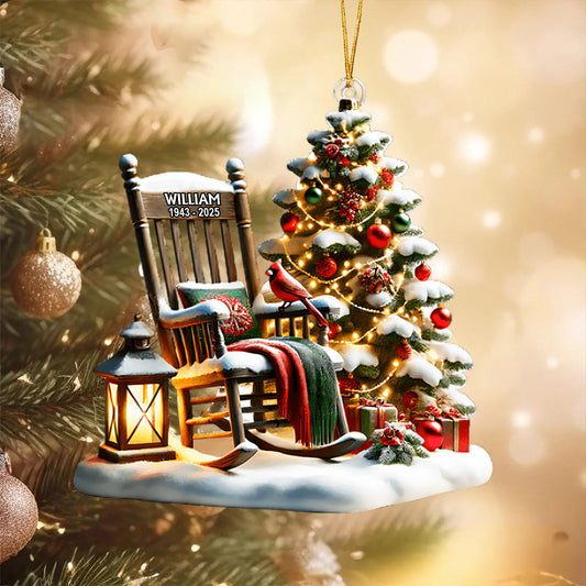 Fauteuil à bascule avec cardinal - Ornement commémoratif transparent personnalisé