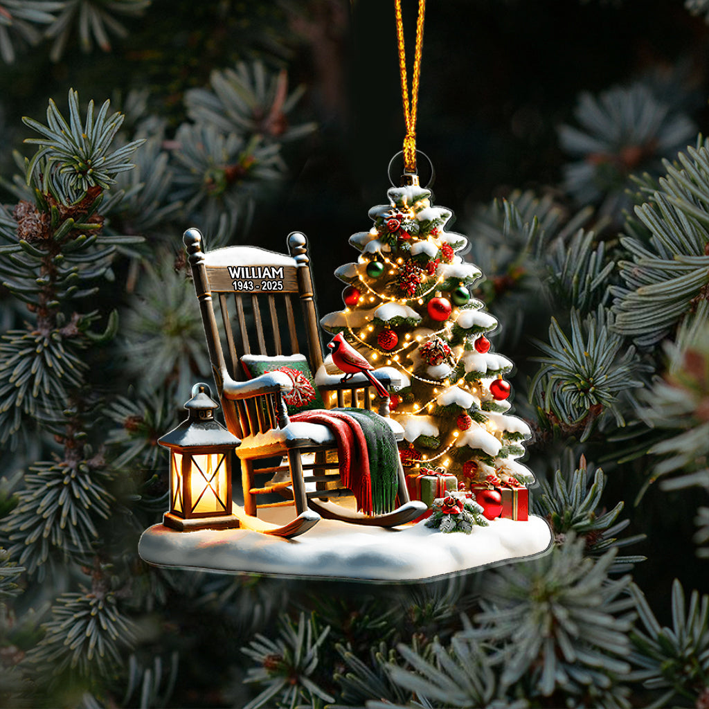 Fauteuil à bascule avec cardinal - Ornement commémoratif transparent personnalisé