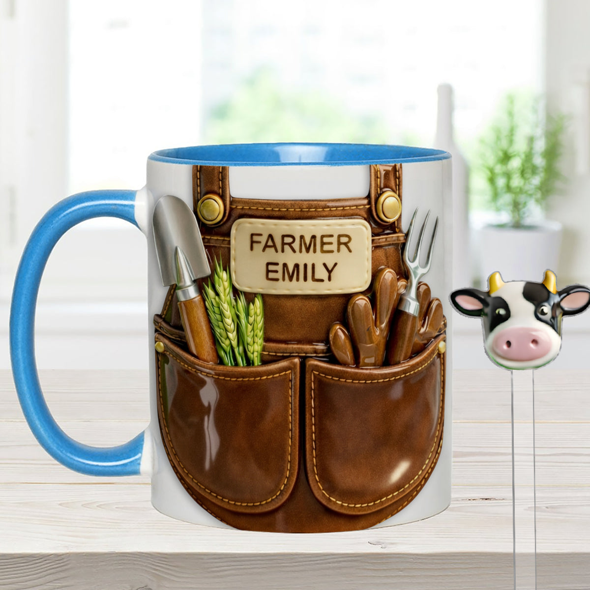 Idée cadeau pour les agriculteurs, décoration de ferme - Mug décoratif personnalisé avec agitateurs en acrylique