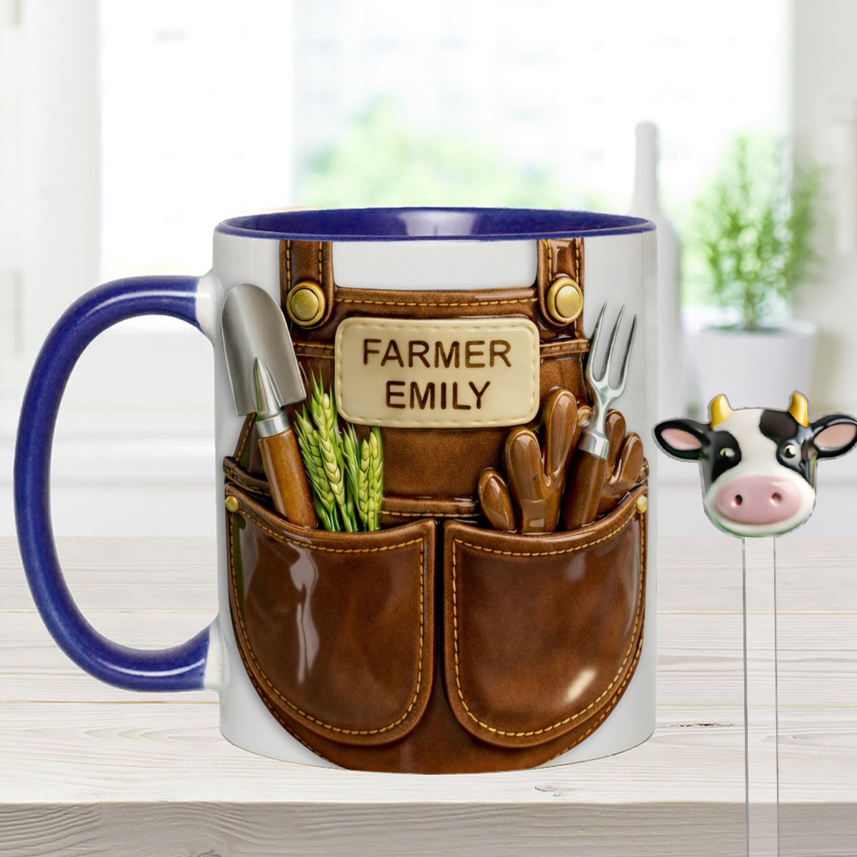 Idée cadeau pour les agriculteurs, décoration de ferme - Mug décoratif personnalisé avec agitateurs en acrylique