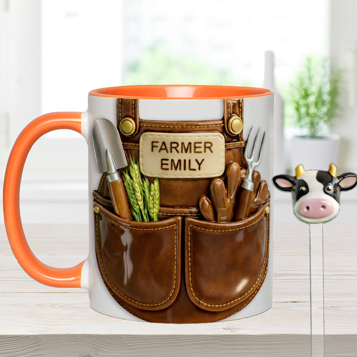 Idée cadeau pour les agriculteurs, décoration de ferme - Mug décoratif personnalisé avec agitateurs en acrylique