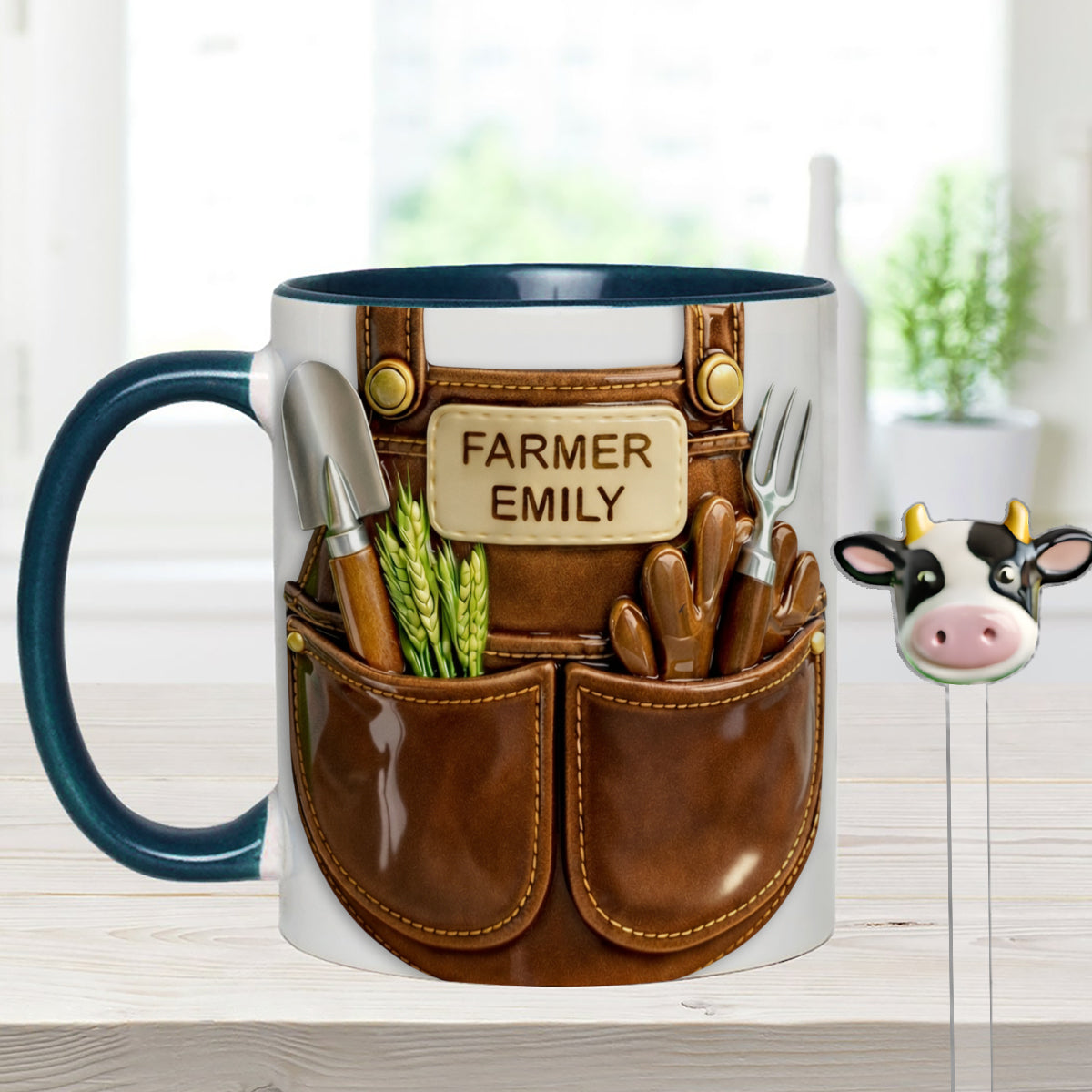 Idée cadeau pour les agriculteurs, décoration de ferme - Mug décoratif personnalisé avec agitateurs en acrylique