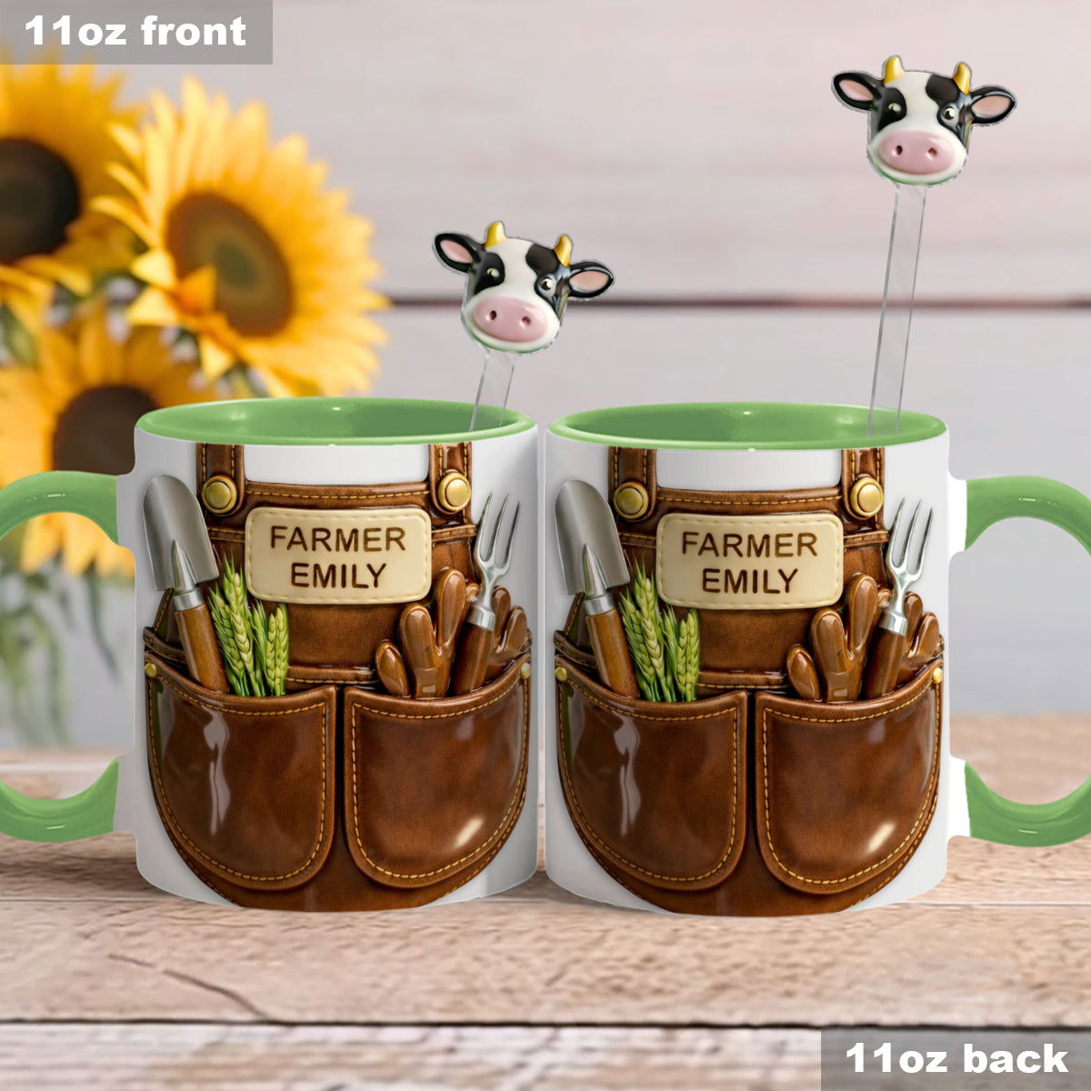 Idée cadeau pour les agriculteurs, décoration de ferme - Mug décoratif personnalisé avec agitateurs en acrylique