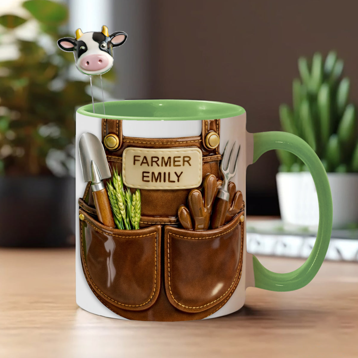 Idée cadeau pour les agriculteurs, décoration de ferme - Mug décoratif personnalisé avec agitateurs en acrylique