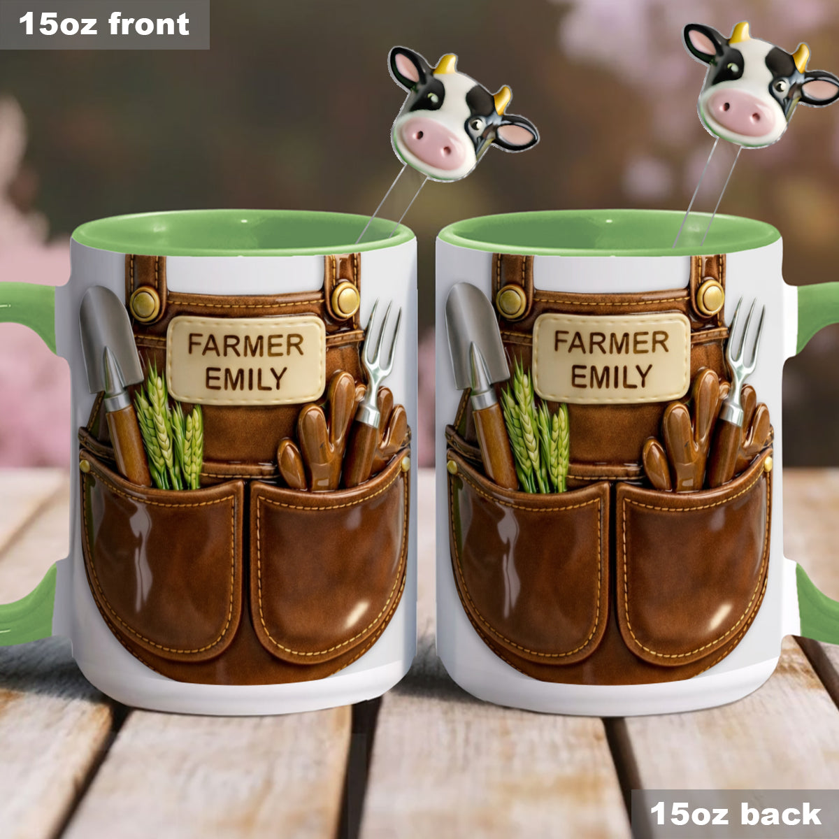 Idée cadeau pour les agriculteurs, décoration de ferme - Mug décoratif personnalisé avec agitateurs en acrylique