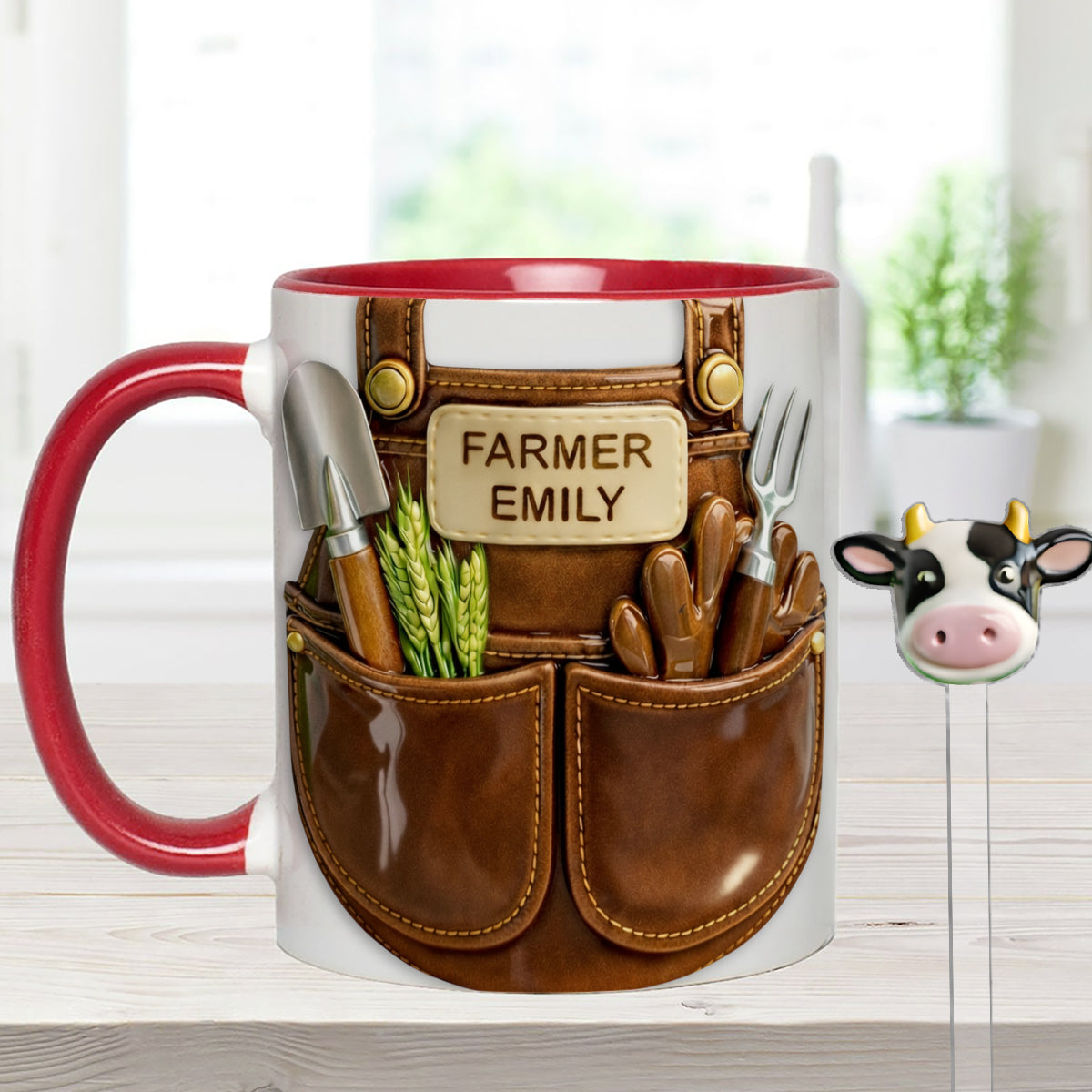 Idée cadeau pour les agriculteurs, décoration de ferme - Mug décoratif personnalisé avec agitateurs en acrylique