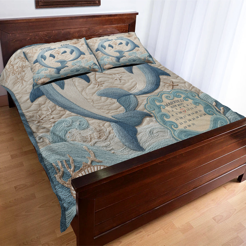 Calendrier personnalisé Rêve de Vie Marine - Ensemble de literie personnalisé pour couple