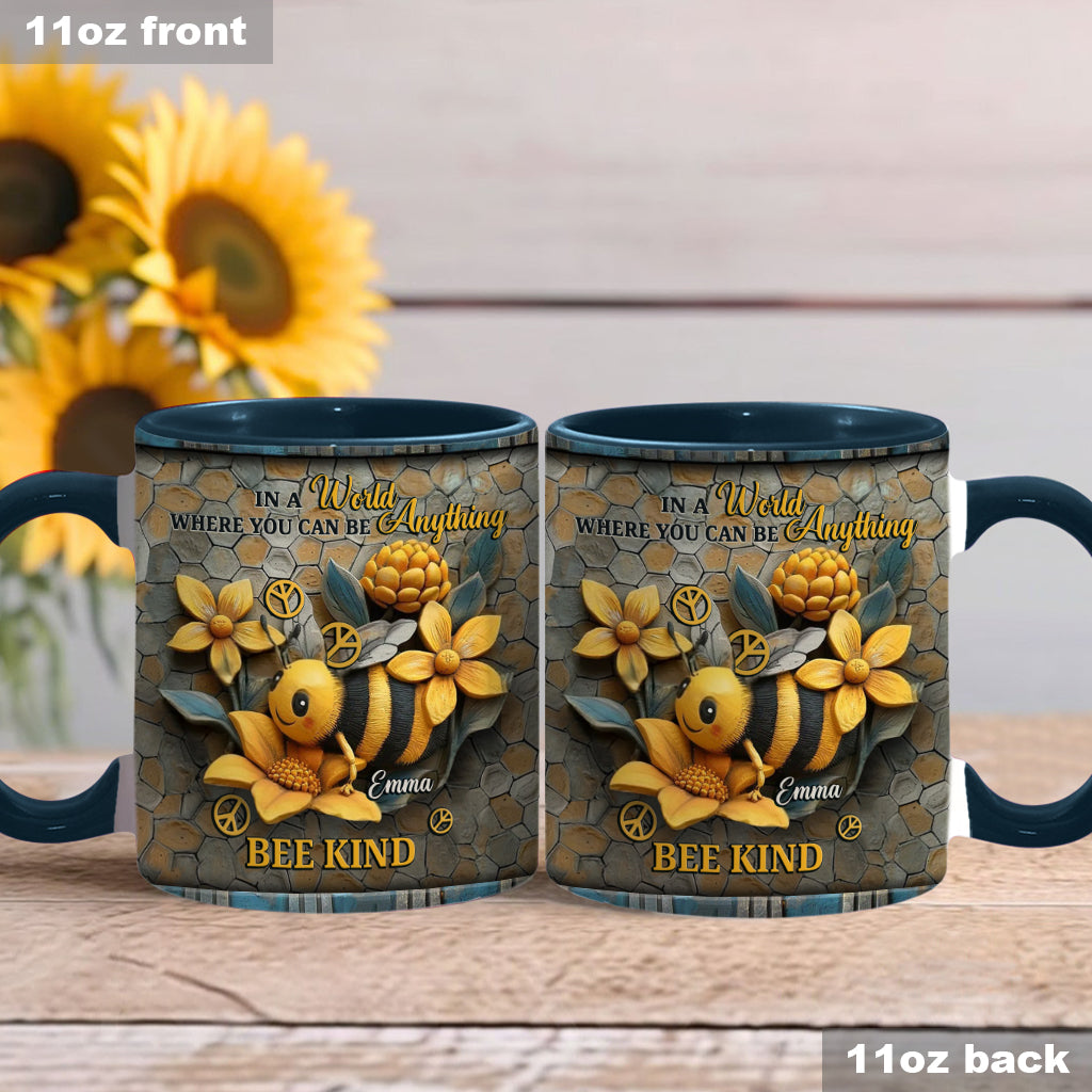 Dans un monde où tout est possible, soyez gentil - Mug personnalisé style hippie