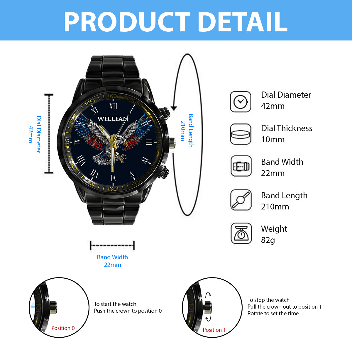 Freedom Strong Eagle - Personalized Independence Day/ 4th of July Hand Watch