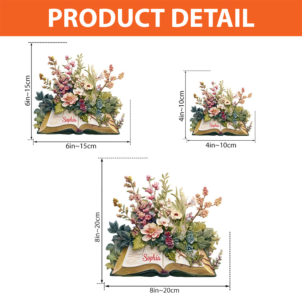 Une fille qui aime lire - Cadeau pour les amoureux des livres - Plaque acrylique personnalisée en forme de livre