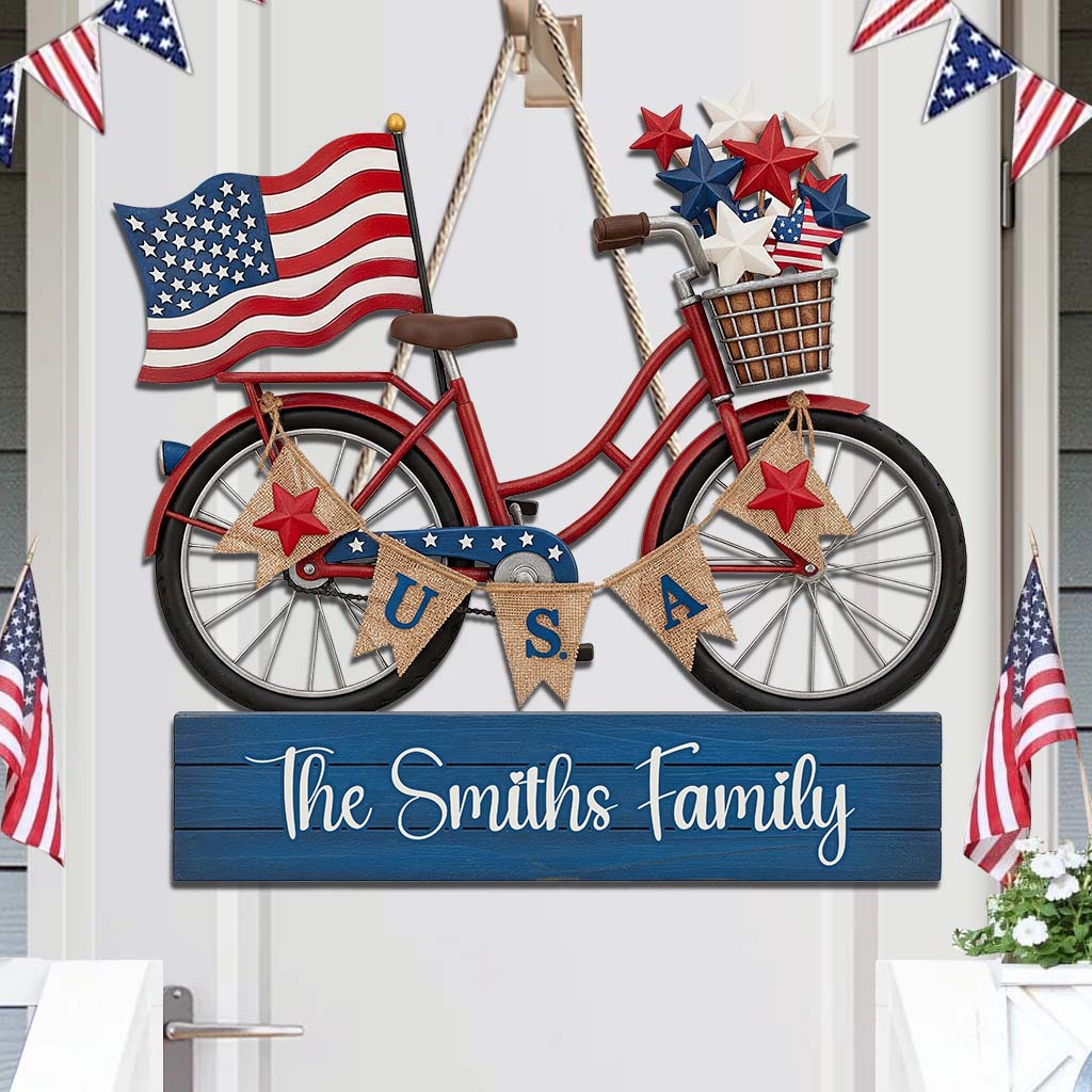 Land Of The Free - Personalized Independence Day/ 4th of July Custom Shaped Wood Sign