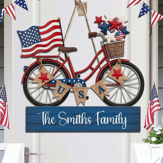 Land Of The Free - Personalized Independence Day/ 4th of July Custom Shaped Wood Sign
