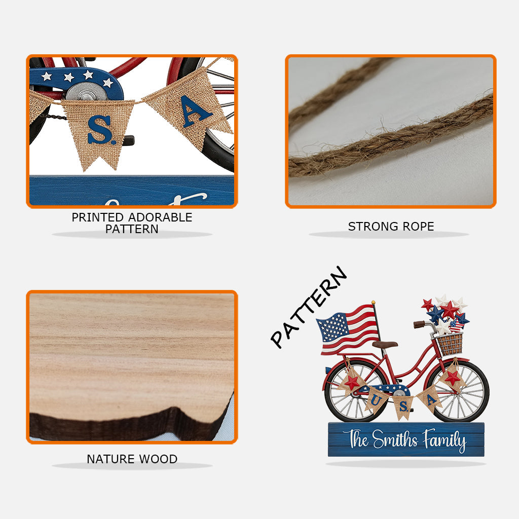 Land Of The Free - Personalized Independence Day/ 4th of July Custom Shaped Wood Sign