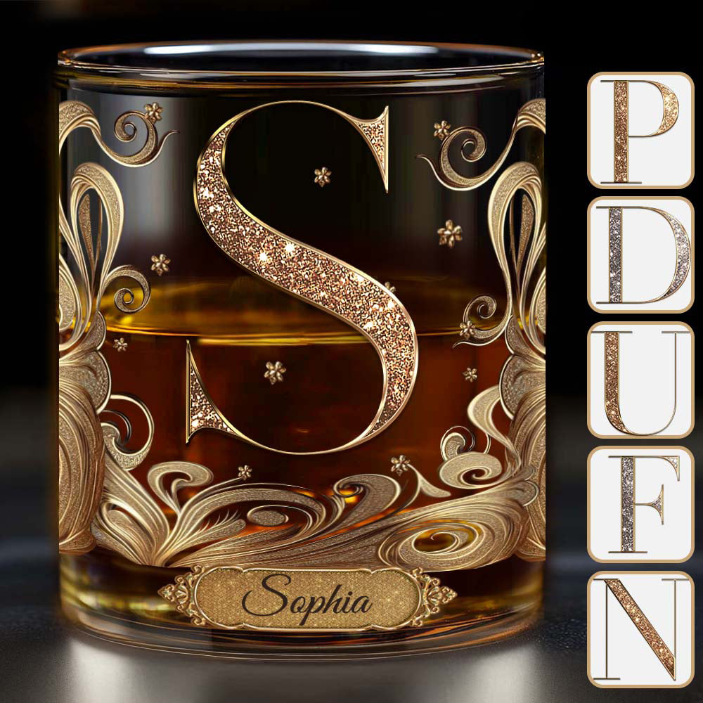 Elegant Alphabet Initial For Whiskey, Bourbon... Lovers - Personalized Luxury Whiskey Glass