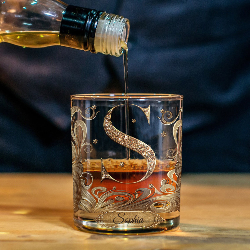 Elegant Alphabet Initial For Whiskey, Bourbon... Lovers - Personalized Luxury Whiskey Glass