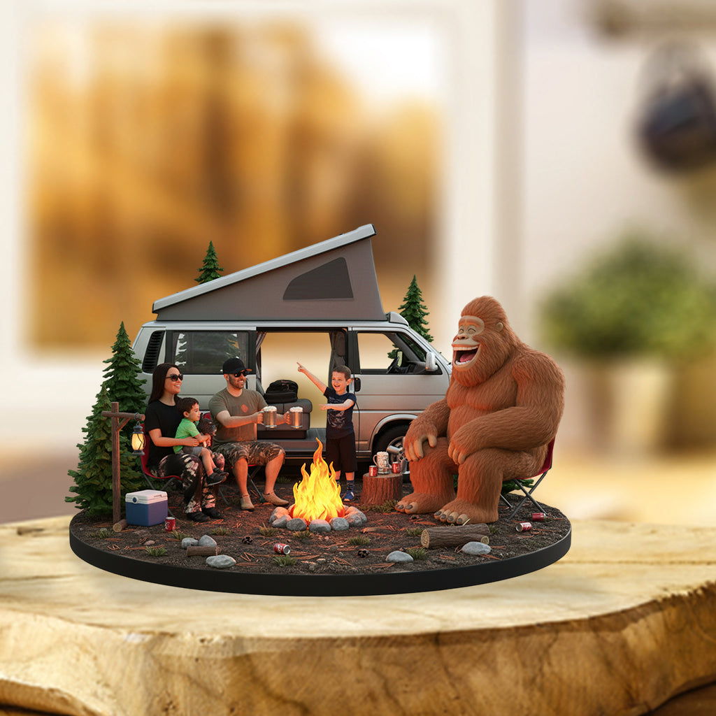 Plaque acrylique personnalisée « Camping amusant avec Sasquatch », réalisée à partir de n'importe quelle photo.