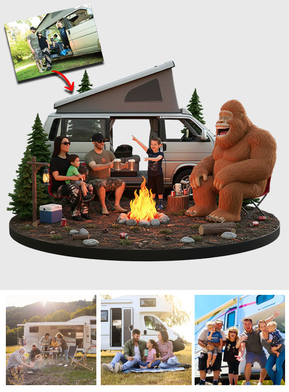 Plaque acrylique personnalisée « Camping amusant avec Sasquatch », réalisée à partir de n'importe quelle photo.