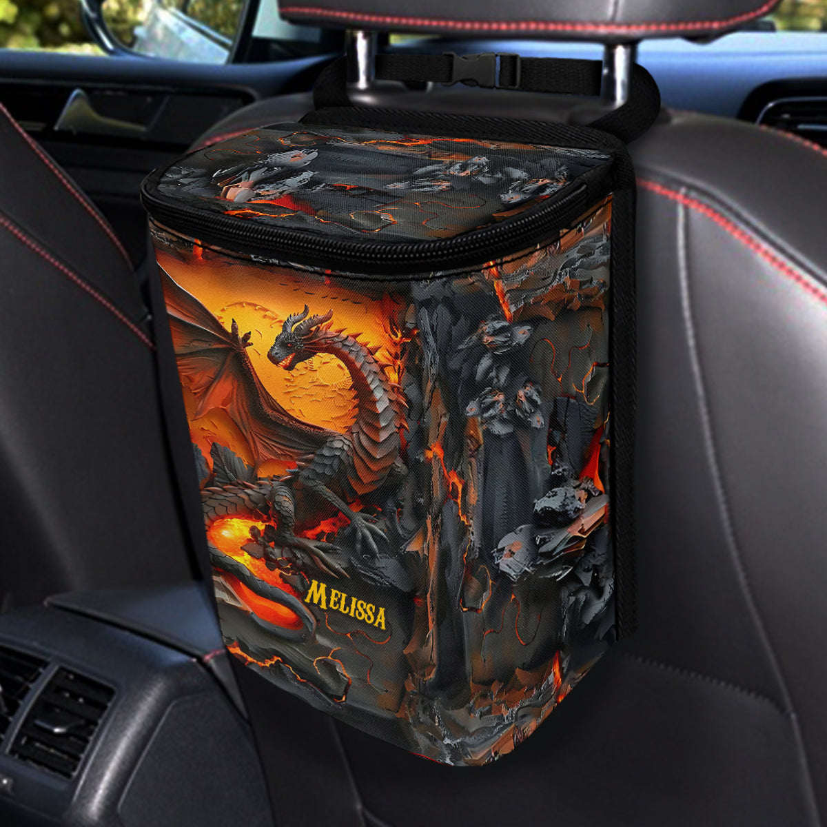 Volcanic Dragon - Personalized Dragon Portable Car Trash Can/ Organizer