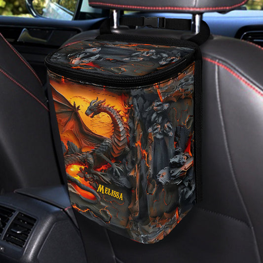 Dragon Volcanique - Poubelle de voiture portable personnalisée en forme de dragon / Organisateur