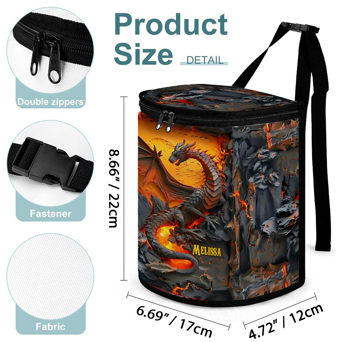 Volcanic Dragon - Personalized Dragon Portable Car Trash Can/ Organizer