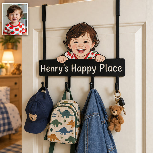 My Happy Place - Personalized Kid Metal Door Hooks