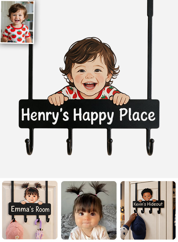My Happy Place - Personalized Kid Metal Door Hooks