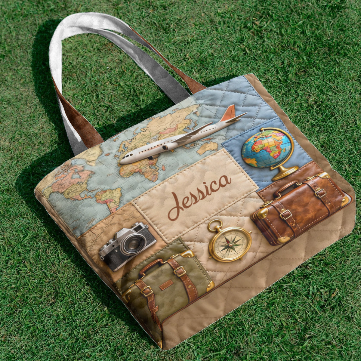 Travelling Is My Therapy - Personalized Travelling Quilted Tote Bag