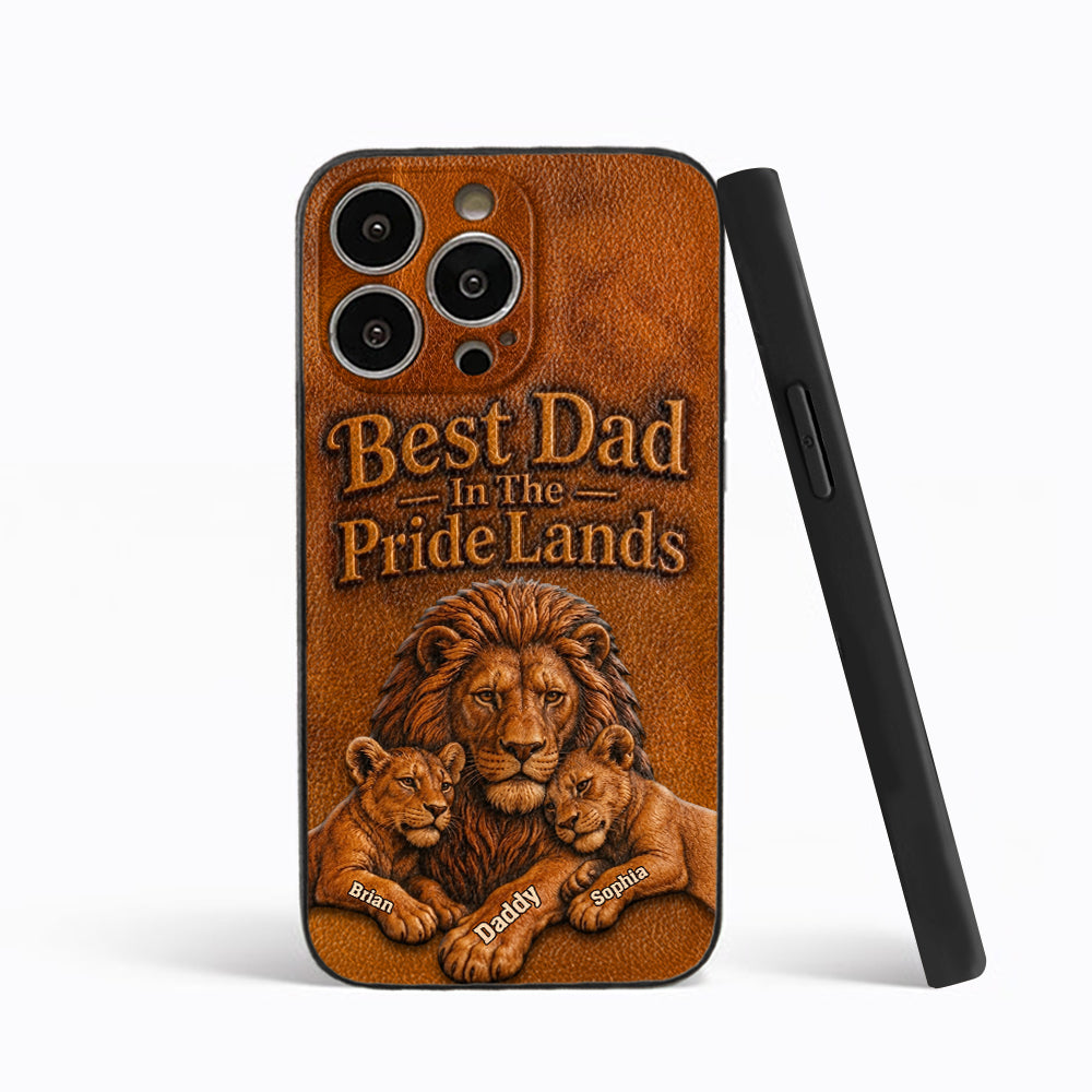 Papa Lion - Coque de téléphone en cuir personnalisée 3D