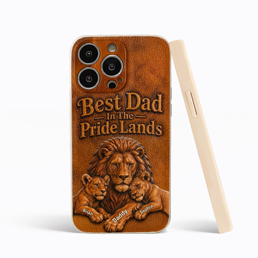 Papa Lion - Coque de téléphone en cuir personnalisée 3D