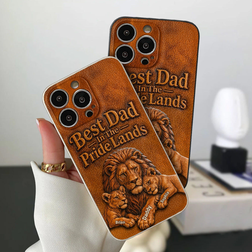 Papa Lion - Coque de téléphone en cuir personnalisée 3D