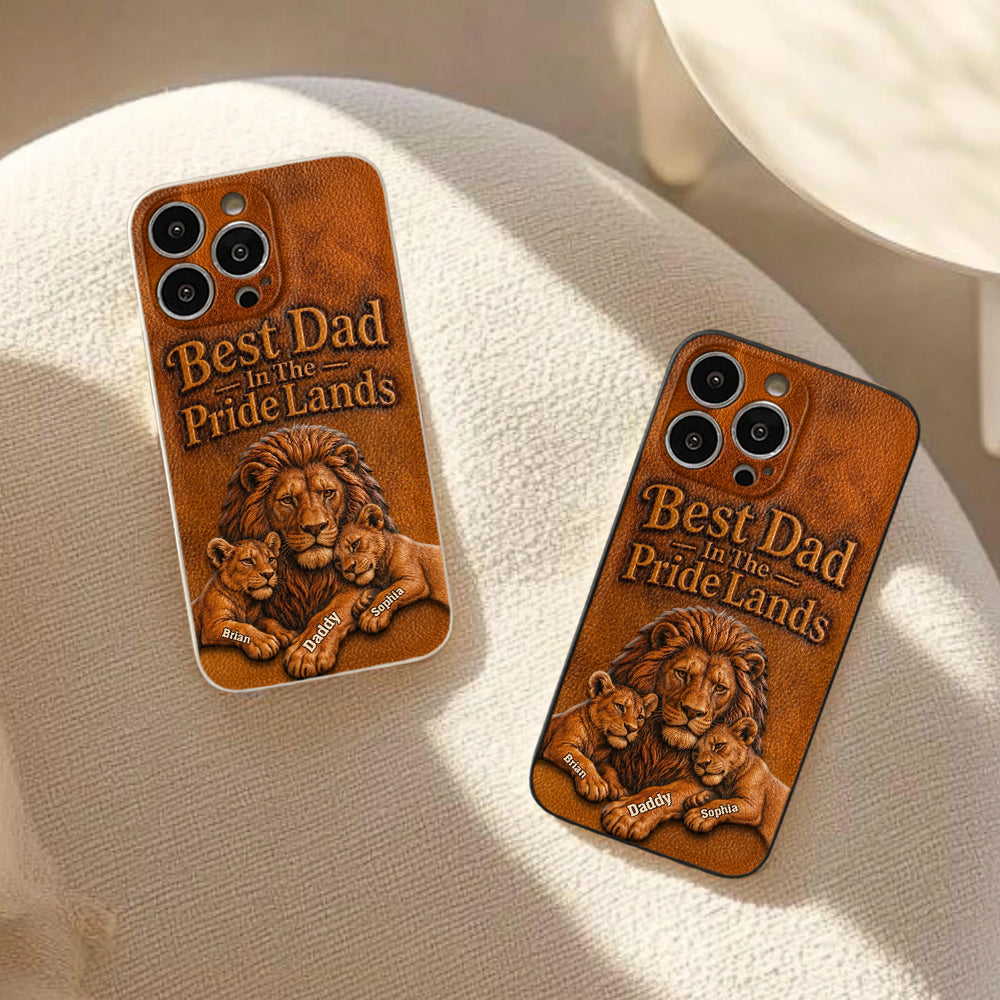 Papa Lion - Coque de téléphone en cuir personnalisée 3D