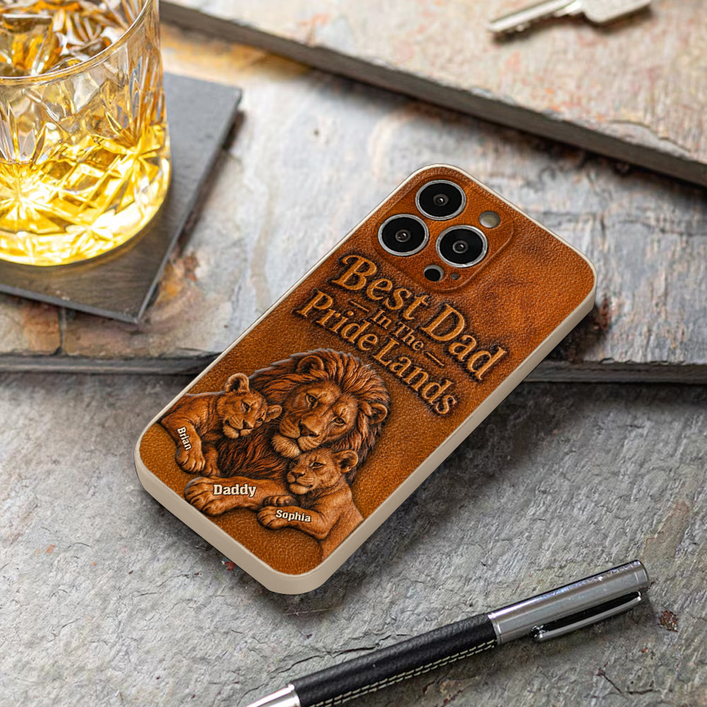 Papa Lion - Coque de téléphone en cuir personnalisée 3D