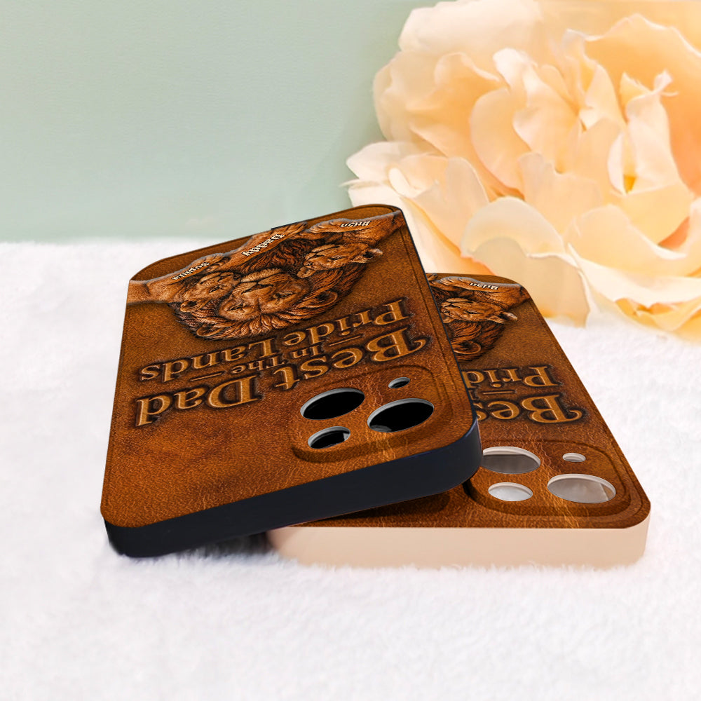 Papa Lion - Coque de téléphone en cuir personnalisée 3D