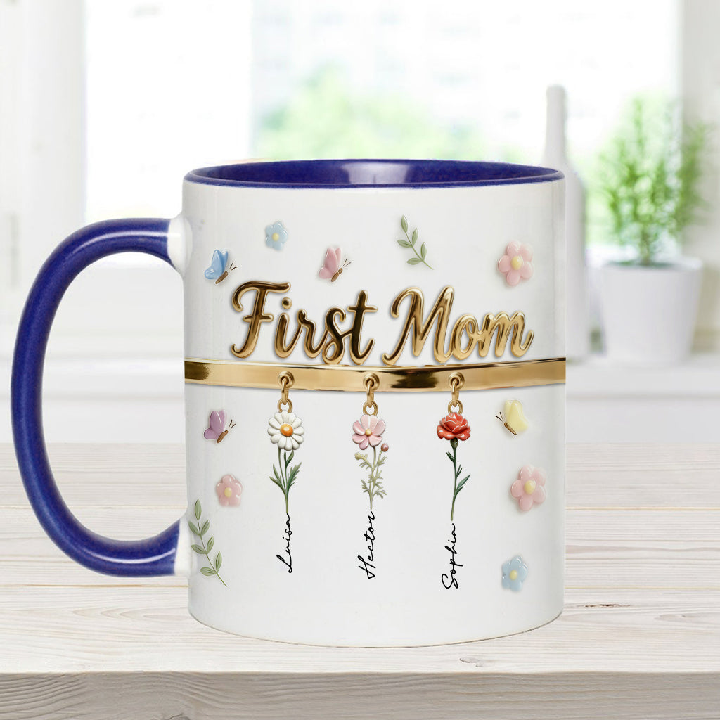 Première maman, maintenant grand-mère - Mug et sous-verre personnalisés « Grand-mère »