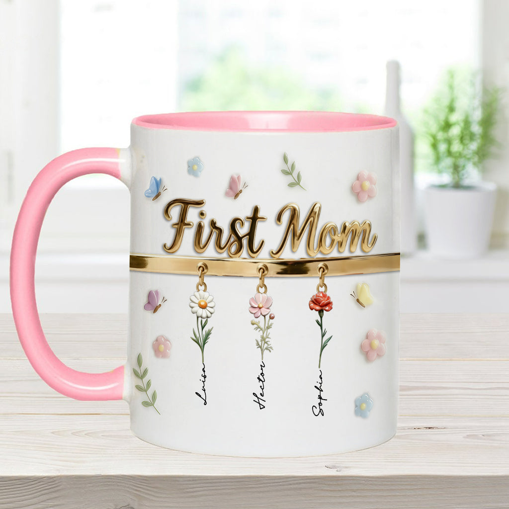 Première maman, maintenant grand-mère - Mug et sous-verre personnalisés « Grand-mère »