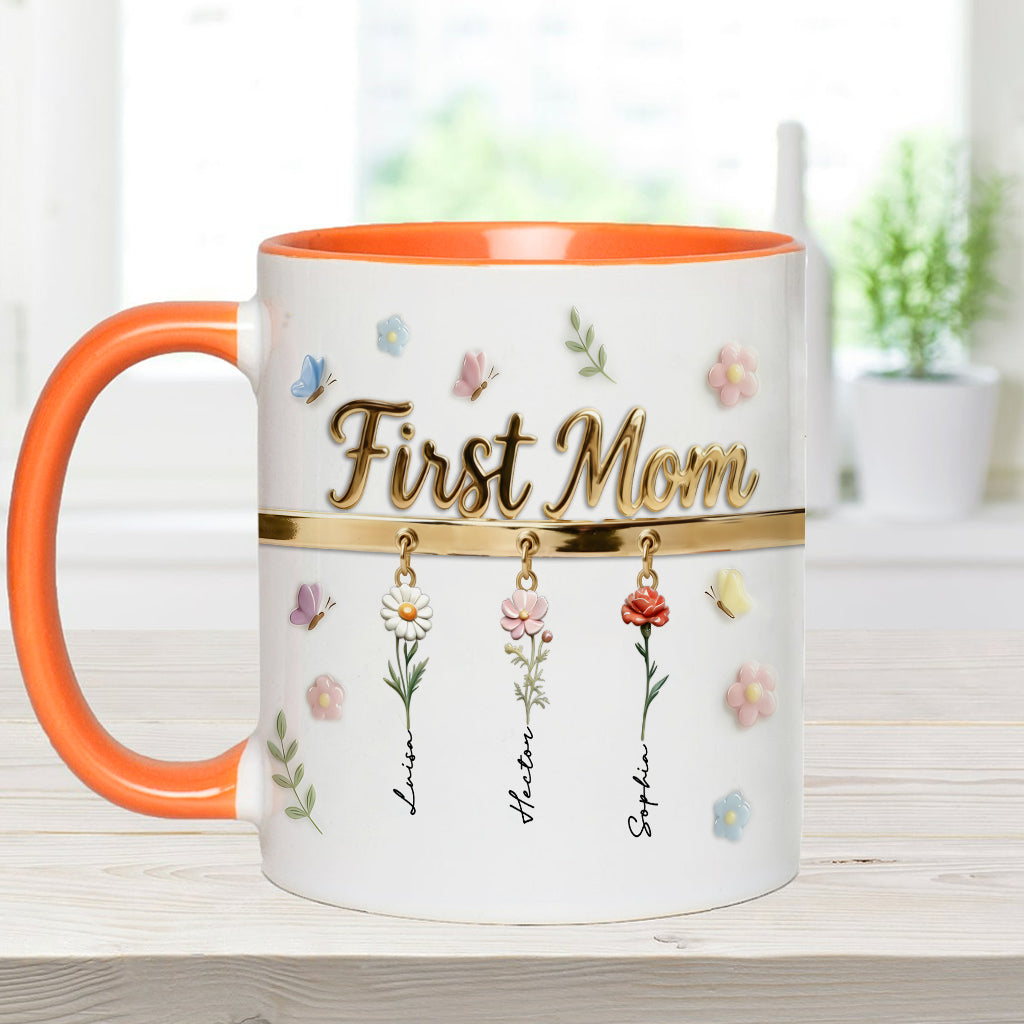Première maman, maintenant grand-mère - Mug et sous-verre personnalisés « Grand-mère »