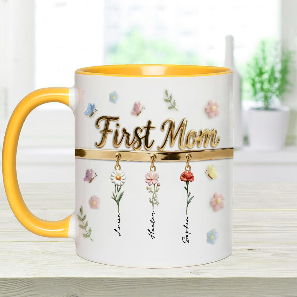 Première maman, maintenant grand-mère - Mug et sous-verre personnalisés « Grand-mère »