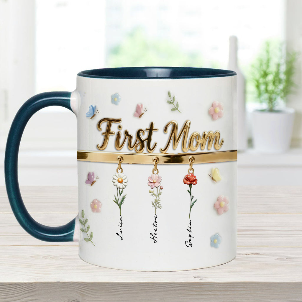 Première maman, maintenant grand-mère - Mug et sous-verre personnalisés « Grand-mère »